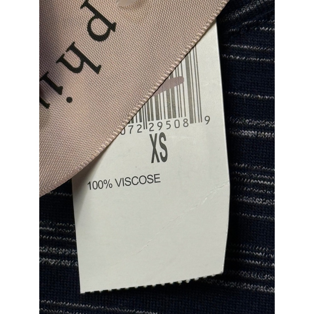 Philosophy Republic Striped Raglan T-Shirt Navy Blue Viscose XS - Picture 3 of 6